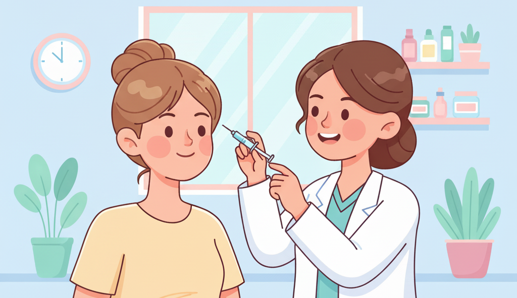 A woman receiving a cosmetic treatment